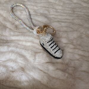Crystal Zebra Keychain with Gold Accents
